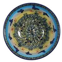 A picture of a Polish Pottery 6" Bowl (Butterflies in Flight) | M089S-WKM as shown at PolishPotteryOutlet.com/products/6-bowls-butterflies-in-flight