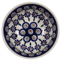 A picture of a Polish Pottery 6" Bowl (Floral Peacock) | M089T-54KK as shown at PolishPotteryOutlet.com/products/6-bowls-floral-peacock