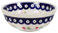 A picture of a Polish Pottery 6" Bowl (Cherry Dot) | M089T-70WI as shown at PolishPotteryOutlet.com/products/6-bowls-cherry-dot