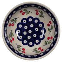 A picture of a Polish Pottery 6" Bowl (Cherry Dot) | M089T-70WI as shown at PolishPotteryOutlet.com/products/6-bowls-cherry-dot
