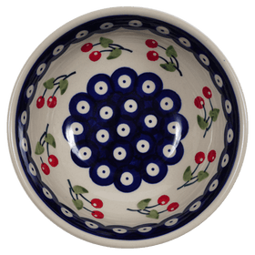 Polish Pottery 6" Bowl (Cherry Dot) | M089T-70WI Additional Image at PolishPotteryOutlet.com