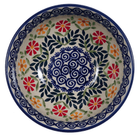 A picture of a Polish Pottery 6" Bowl (Flower Power) | M089T-JS14 as shown at PolishPotteryOutlet.com/products/6-bowls-flower-power