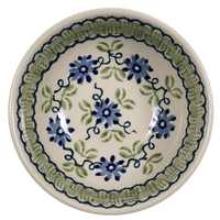 A picture of a Polish Pottery 6" Bowl (Woven Blues) | M089T-P182 as shown at PolishPotteryOutlet.com/products/6-bowls-woven-blues