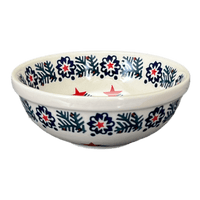 A picture of a Polish Pottery 6" Bowl (Evergreen Stars) | M089T-PZGG as shown at PolishPotteryOutlet.com/products/6-bowl-evergreen-bells-m089t-pzgg