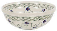 A picture of a Polish Pottery 6" Bowl (Woven Pansies) | M089T-RV as shown at PolishPotteryOutlet.com/products/6-bowls-woven-pansies