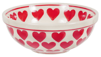 A picture of a Polish Pottery Bowl, Round, 6" in "Whole Hearted Red" by Manufaktura | M089T-SEDC as shown at PolishPotteryOutlet.com/products/6-bowls-whole-hearted-red