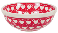 A picture of a Polish Pottery Bowl, Round, 6" in "Torrent of Hearts Red" by Manufaktura | M089T-SEMC as shown at PolishPotteryOutlet.com/products/6-bowls-torrent-of-hearts-red