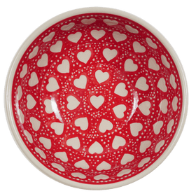 Polish Pottery 6" Bowl (Torrent of Hearts Red) | M089T-SEMC Additional Image at PolishPotteryOutlet.com