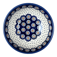 A picture of a Polish Pottery 6" Bowl (Peacock Dot) | M089U-54K as shown at PolishPotteryOutlet.com/products/6-bowl-peacock-dot-m089u-54k