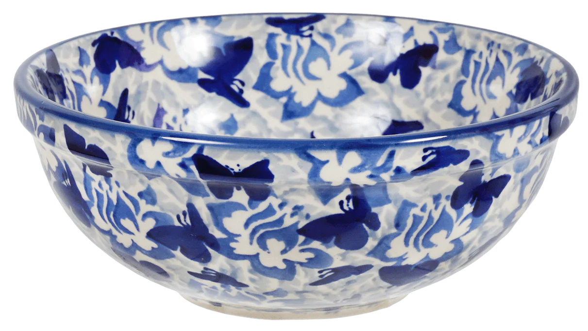 Bowl, Round, 6" in "Dusty Blue Butterflies" by Manufaktura | M089U-AS56