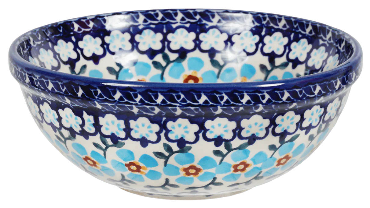 Bowl, Round, 6" in "Sky Blue Border" by Manufaktura | M089U-MS04