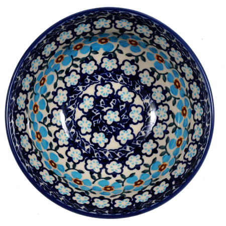 Bowl, Round, 6" in "Sky Blue Border" by Manufaktura | M089U-MS04