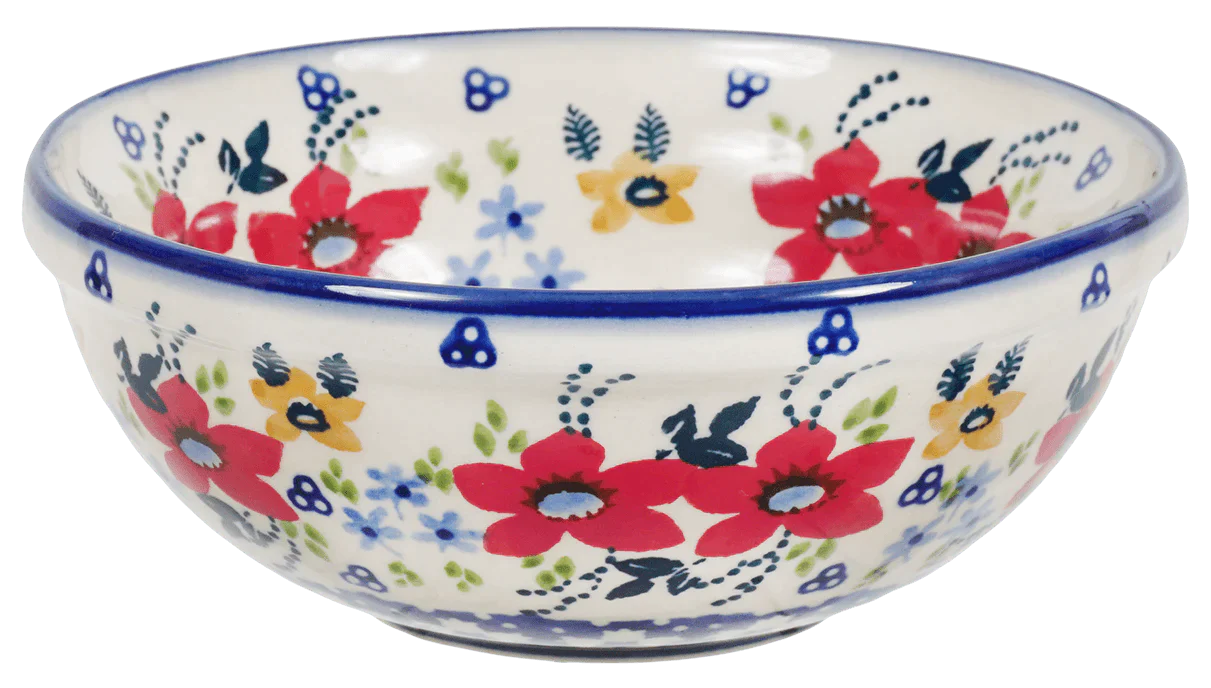 Bowl, Round, 6" in "Bold Red Blossoms" by Manufaktura | M089U-P217
