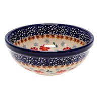 A picture of a Polish Pottery 6" Bowl (Red Daisy Daze) | M089U-P227 as shown at PolishPotteryOutlet.com/products/6-bowl-red-daisy-daze