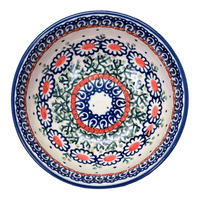 A picture of a Polish Pottery 6" Bowl (Daisy Chain) | M089U-ST as shown at PolishPotteryOutlet.com/products/6-bowl-daisy-chain-m089u-st