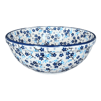 A picture of a Polish Pottery 6.75" Bowl (Scattered Blues) | M090S-AS45 as shown at PolishPotteryOutlet.com/products/6-75-bowl-scattered-blues-m090s-as45