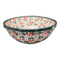 A picture of a Polish Pottery 6.75" Bowl (Peach Blossoms) | M090S-AS46 as shown at PolishPotteryOutlet.com/products/6-75-bowl-peach-blossoms-m090s-as46
