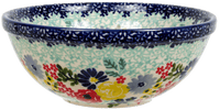 A picture of a Polish Pottery 6.75" Bowl (Garden Party) | M090S-BUK1 as shown at PolishPotteryOutlet.com/products/6-75-bowls-garden-party