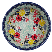 A picture of a Polish Pottery 6.75" Bowl (Garden Party) | M090S-BUK1 as shown at PolishPotteryOutlet.com/products/6-75-bowls-garden-party