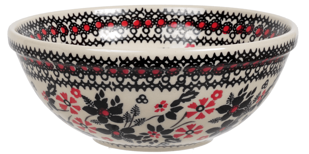 Bowl, Round, 6.75" in "Duet in Black & Red" by Manufaktura | M090S-DPCC