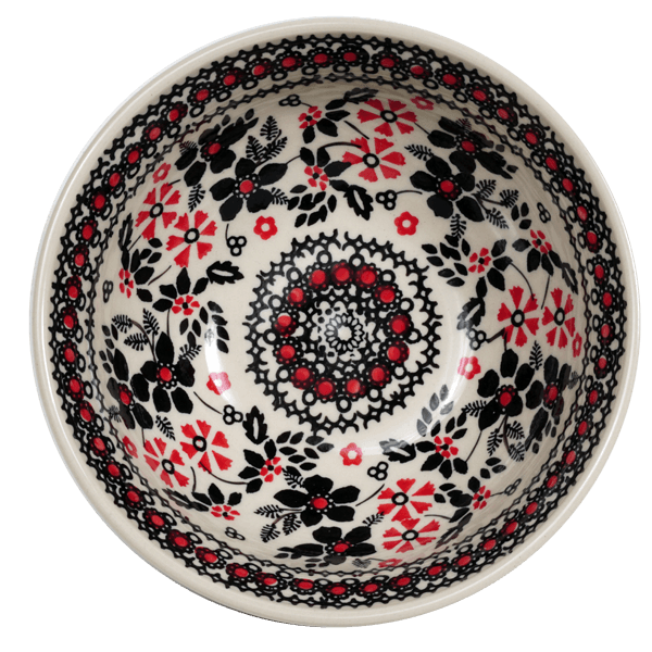 Bowl, Round, 6.75" in "Duet in Black & Red" by Manufaktura | M090S-DPCC