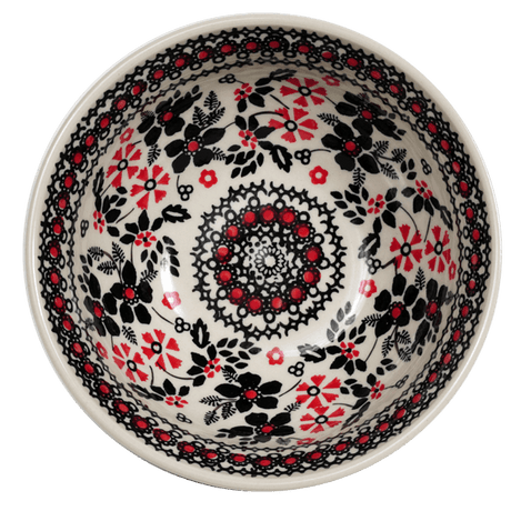 Bowl, Round, 6.75" in "Duet in Black & Red" by Manufaktura | M090S-DPCC