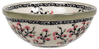 A picture of a Polish Pottery 6.75" Bowl (Cherry Blossom) | M090S-DPGJ as shown at PolishPotteryOutlet.com/products/675-bowls-cherry-blossom