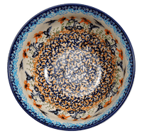 A picture of a Polish Pottery 6.75" Bowl (Hummingbird Harvest) | M090S-JZ35 as shown at PolishPotteryOutlet.com/products/6-75-bowl-hummingbird-harvest