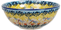 A picture of a Polish Pottery 6.75" Bowl (Dragonfly Delight) | M090S-JZ36 as shown at PolishPotteryOutlet.com/products/6-75-bowl-dragonfly-delight