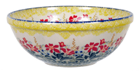 A picture of a Polish Pottery 6.75" Bowl (Sunshine Blossoms) | M090S-JZ37 as shown at PolishPotteryOutlet.com/products/6-75-bowl-sunshine-blossoms