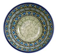 A picture of a Polish Pottery 6.75" Bowl (Blue Bells) | M090S-KLDN as shown at PolishPotteryOutlet.com/products/675-bowls-blue-bells