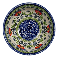 A picture of a Polish Pottery 6.75" Bowl (Floral Fans) | M090S-P314 as shown at PolishPotteryOutlet.com/products/675-bowls-floral-fans