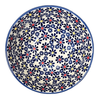 A picture of a Polish Pottery 6.75" Bowl (Field of Daisies) | M090S-S001 as shown at PolishPotteryOutlet.com/products/6-75-bowl-s001-m090s-s001