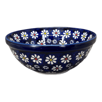 A picture of a Polish Pottery 6.75" Bowl (Midnight Daisies) | M090S-S002 as shown at PolishPotteryOutlet.com/products/6-75-bowl-midnight-daisies-m090s-s002