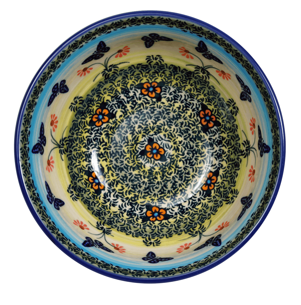 Bowl, Round, 6.75" in "Butterflies in Flight" by Manufaktura | M090S-WKM