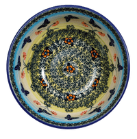 A picture of a Polish Pottery 6.75" Bowl (Butterflies in Flight) | M090S-WKM as shown at PolishPotteryOutlet.com/products/675-bowls-butterflies-in-flight