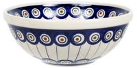 A picture of a Polish Pottery 6.75" Bowl (Peacock in Line) | M090T-54A as shown at PolishPotteryOutlet.com/products/675-bowls-peacock-in-line