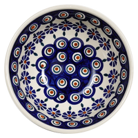 A picture of a Polish Pottery 6.75" Bowl (Floral Peacock) | M090T-54KK as shown at PolishPotteryOutlet.com/products/675-bowls-floral-peacock
