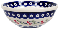 A picture of a Polish Pottery 6.75" Bowl (Cherry Dot) | M090T-70WI as shown at PolishPotteryOutlet.com/products/675-bowls-cherry-dot