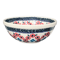 A picture of a Polish Pottery 6.75" Bowl (Floral Symmetry) | M090T-DH18 as shown at PolishPotteryOutlet.com/products/6-75-bowl-floral-symmetry-m090t-dh18