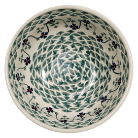 Polish Pottery 6.75" Bowl (Woven Pansies) | M090T-RV Additional Image at PolishPotteryOutlet.com