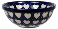 A picture of a Polish Pottery 6.75" Bowl (Sea of Hearts) | M090T-SEA as shown at PolishPotteryOutlet.com/products/6-75-bowl-sea-of-hearts