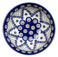A picture of a Polish Pottery 6.75" Bowl (Fancy Peacock) | M090U-54R as shown at PolishPotteryOutlet.com/products/675-bowls-fancy-peacock