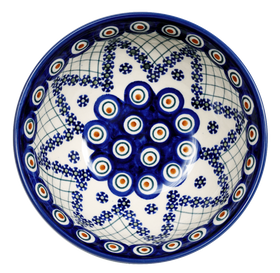 Polish Pottery 6.75" Bowl (Fancy Peacock) | M090U-54R Additional Image at PolishPotteryOutlet.com
