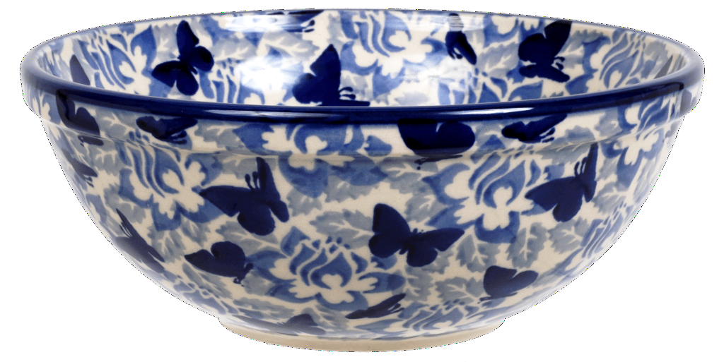 Bowl, Round, 6.75" in "Dusty Blue Butterflies" by Manufaktura | M090U-AS56