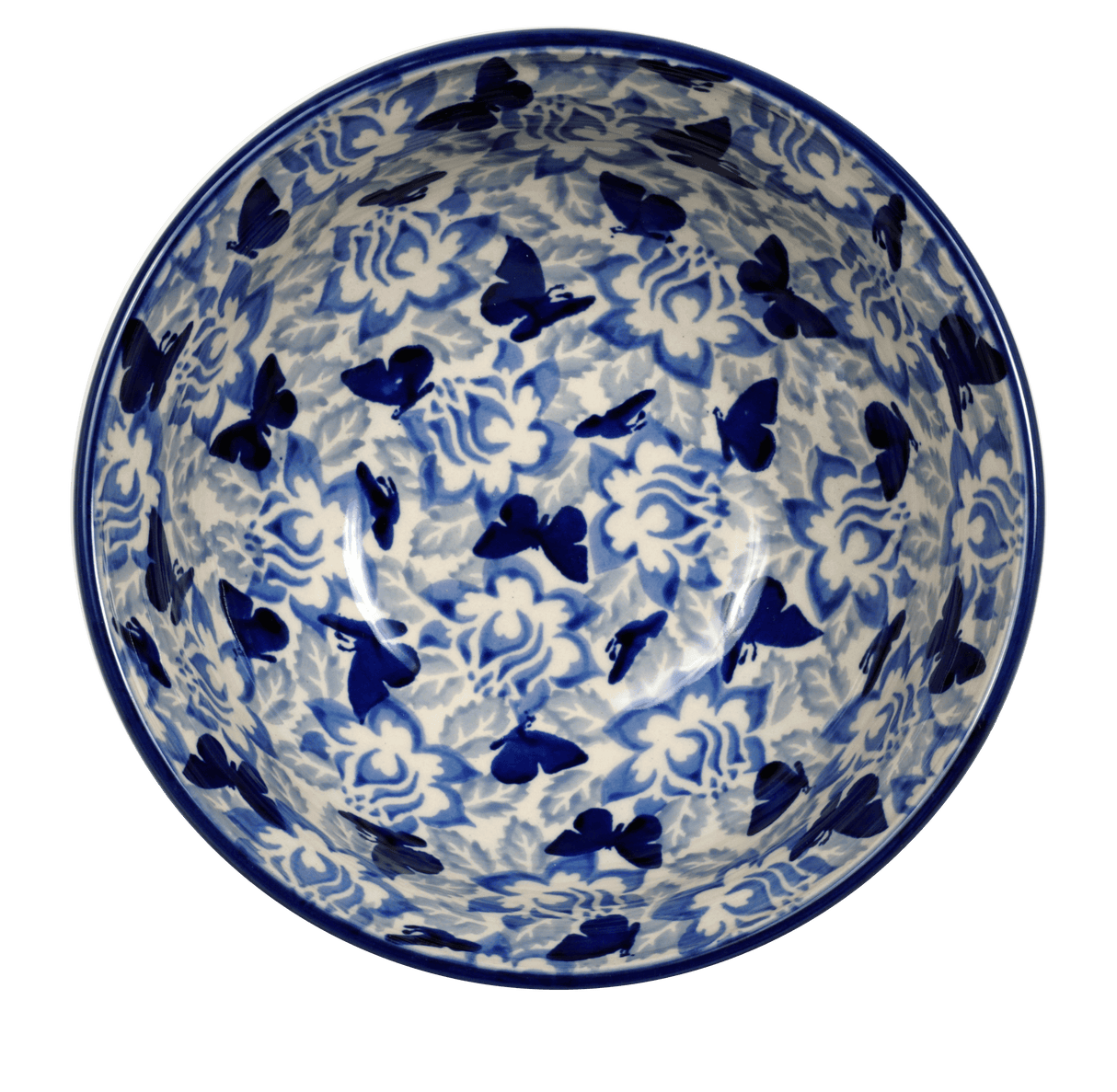 Bowl, Round, 6.75" in "Dusty Blue Butterflies" by Manufaktura | M090U-AS56