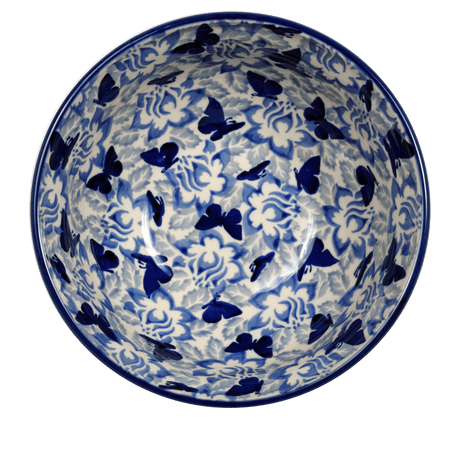 Bowl, Round, 6.75" in "Dusty Blue Butterflies" by Manufaktura | M090U-AS56