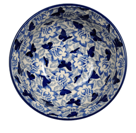 Polish Pottery 6.75" Bowl (Dusty Blue Butterflies) | M090U-AS56 Additional Image at PolishPotteryOutlet.com