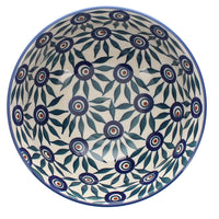 A picture of a Polish Pottery 6.75" Bowl (Peacock Parade) | M090U-AS60 as shown at PolishPotteryOutlet.com/products/6-75-bowl-peacock-parade