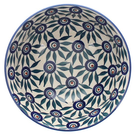 Polish Pottery Bowl, Round, 6.75" in "Peacock Parade" by Manufaktura | M090U-AS60 Additional Image at PolishPotteryOutlet.com